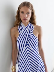 Reiss Luna Striped Halterneck Ruffle Maxi Dress - Изображение 1 9