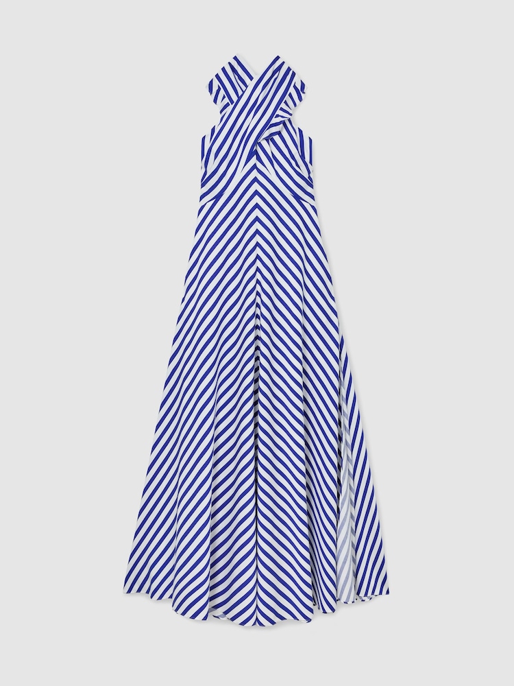 Reiss Luna Striped Halterneck Ruffle Maxi Dress - Изображение 2 9