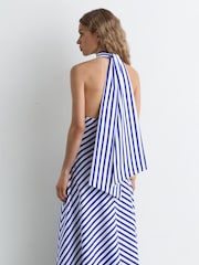 Reiss Luna Striped Halterneck Ruffle Maxi Dress - Изображение 7 9
