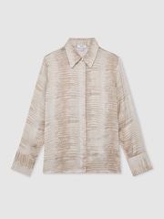 Reiss Neutral Annie Snake-Print Double-Cuff Shirt - Image 2 of 7