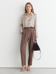 Reiss Neutral Annie Snake-Print Double-Cuff Shirt - Image 4 of 7