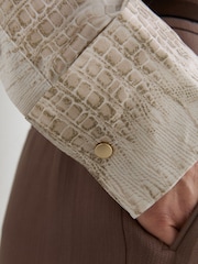 Reiss Neutral Annie Snake-Print Double-Cuff Shirt - Image 6 of 7