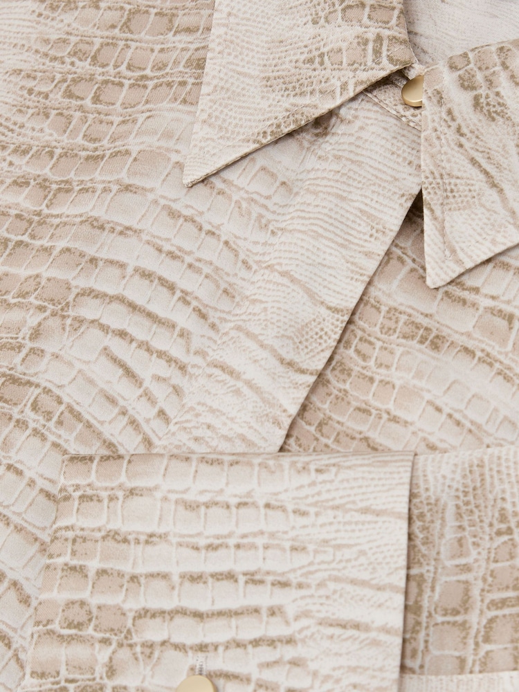 Reiss Neutral Annie Snake-Print Double-Cuff Shirt - Image 7 of 7