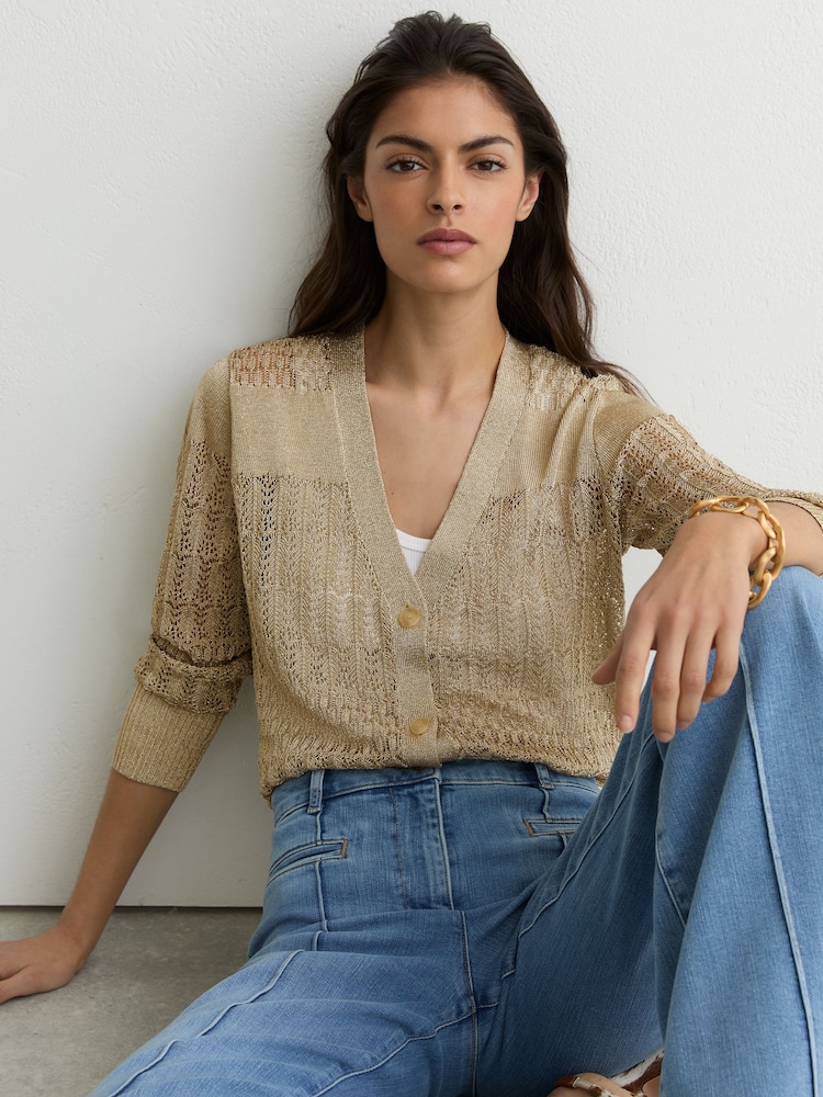 Reiss Gold Cardigan - Image 1 of 5