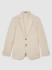 Reiss Stone Jason Garment-Dyed Piqué Single-Breasted Suit Blazer Tailored-Fit - Image 2 of 9