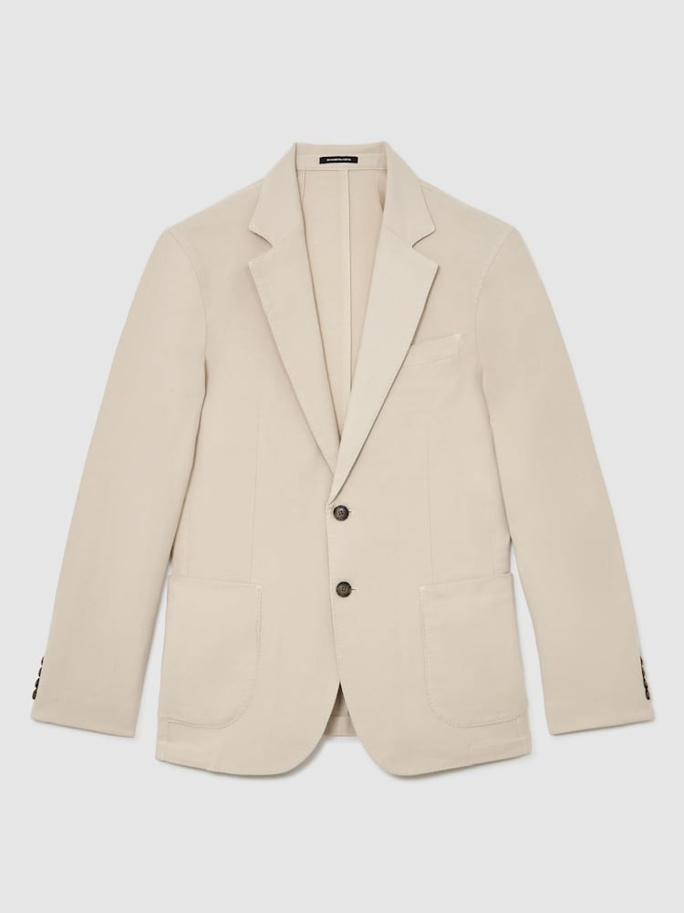 Reiss Stone Jason Garment-Dyed Piqué Single-Breasted Suit Blazer Tailored-Fit - Image 2 of 9