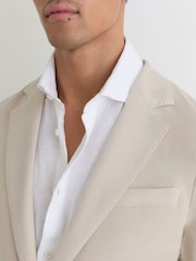 Reiss Stone Jason Garment-Dyed Piqué Single-Breasted Suit Blazer Tailored-Fit - Image 3 of 9
