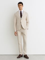 Reiss Stone Jason Garment-Dyed Piqué Single-Breasted Suit Blazer Tailored-Fit - Image 5 of 9