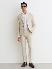 Reiss Stone Jason Garment-Dyed Piqué Single-Breasted Suit Blazer Tailored-Fit - Image 7 of 9