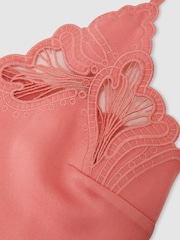 Reiss Coral Pink Joanie Satin Lace-Detail Cami Top - Image 7 of 7