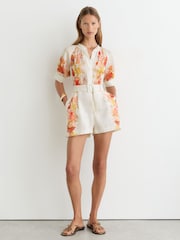 Reiss Ivory Lucia Reiss | NYBG Ramie Butterfly-Print Playsuit - Image 3 of 8