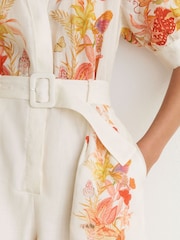 Reiss Ivory Lucia Reiss | NYBG Ramie Butterfly-Print Playsuit - Image 4 of 8