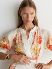 Reiss Ivory Lucia Reiss | NYBG Ramie Butterfly-Print Playsuit - Image 5 of 8