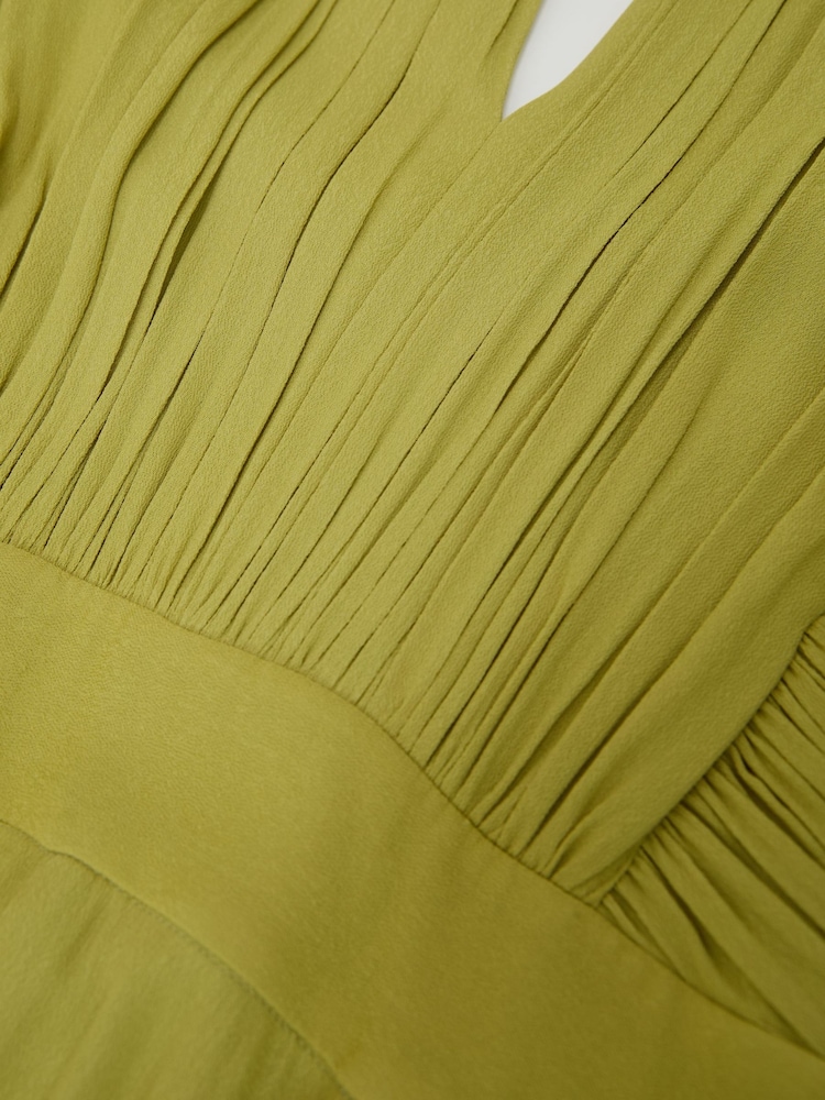 Reiss Green Lainey Halterneck Pleated Wide-Leg Jumpsuit - Image 9 of 9