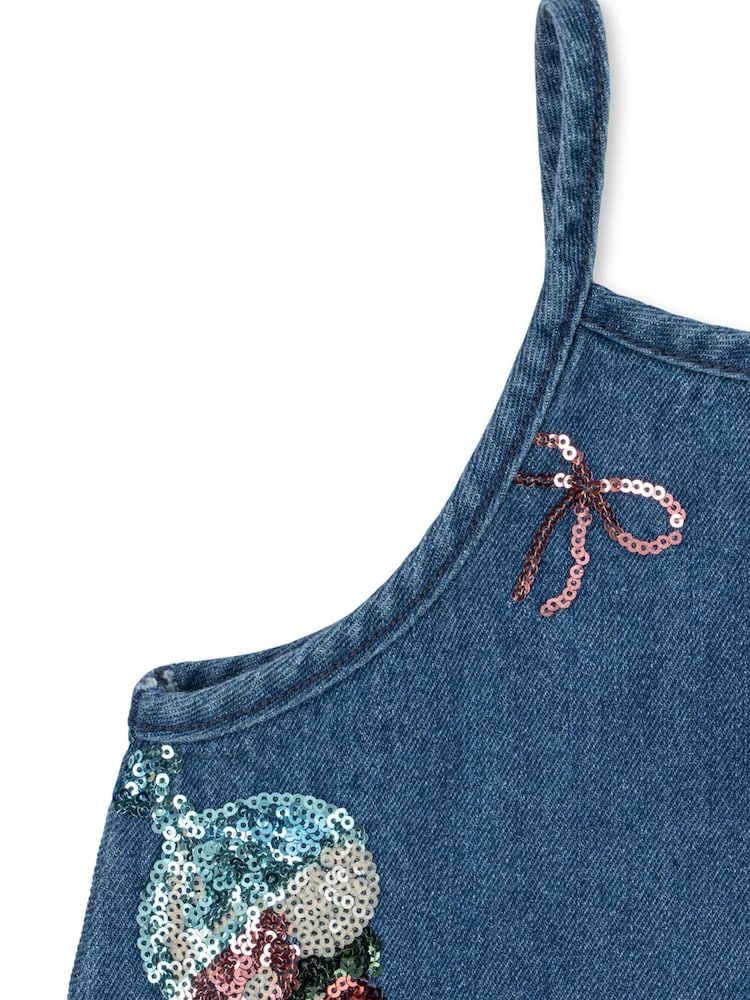Konges Sløjd Magot Ice Sequin Strap Denim Dress - Image 5 sur 5