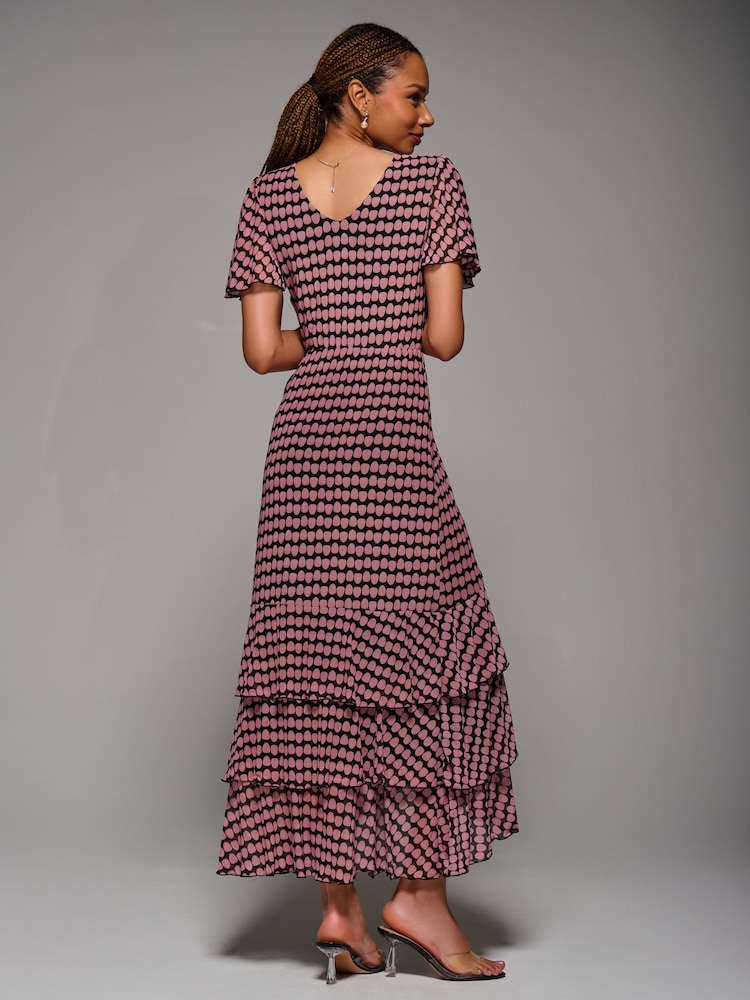 Jolie Moi Purple Print Tiered Maxi Dress - Image 2 of 6