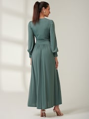Jolie Moi Green Jersey Long Sleeve Maxi Dress - Image 2 of 6
