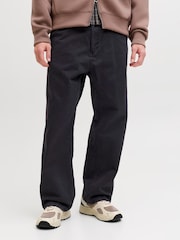 JACK & JONES Black Baggy Fit Alex Worker Trousers - Image 1 of 5