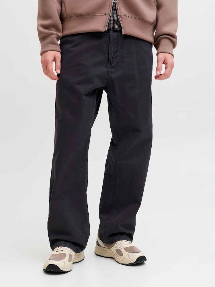 JACK & JONES Black Baggy Fit Alex Worker Trousers - Image 1 of 5