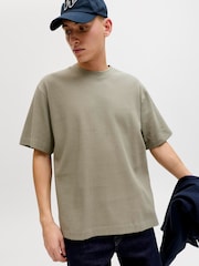 JACK & JONES Grey Ribbed Structure Short Sleeve T-Shirt - Image 3 of 9