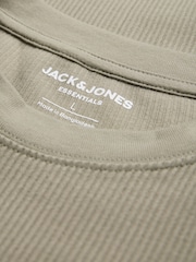 JACK & JONES Grey Ribbed Structure Short Sleeve T-Shirt - Image 8 of 9