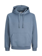 JACK & JONES Blue Relaxed Fit Plain Hoodie - Image 6 of 6
