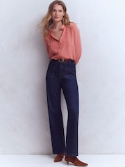 Boden Pink Rhea Trim Detail Silk Top - Image 1 of 5