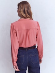 Boden Pink Rhea Trim Detail Silk Top - Image 3 of 5