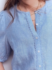 Boden Blue Leah Short Sleeve Linen Blouse - Image 2 of 5