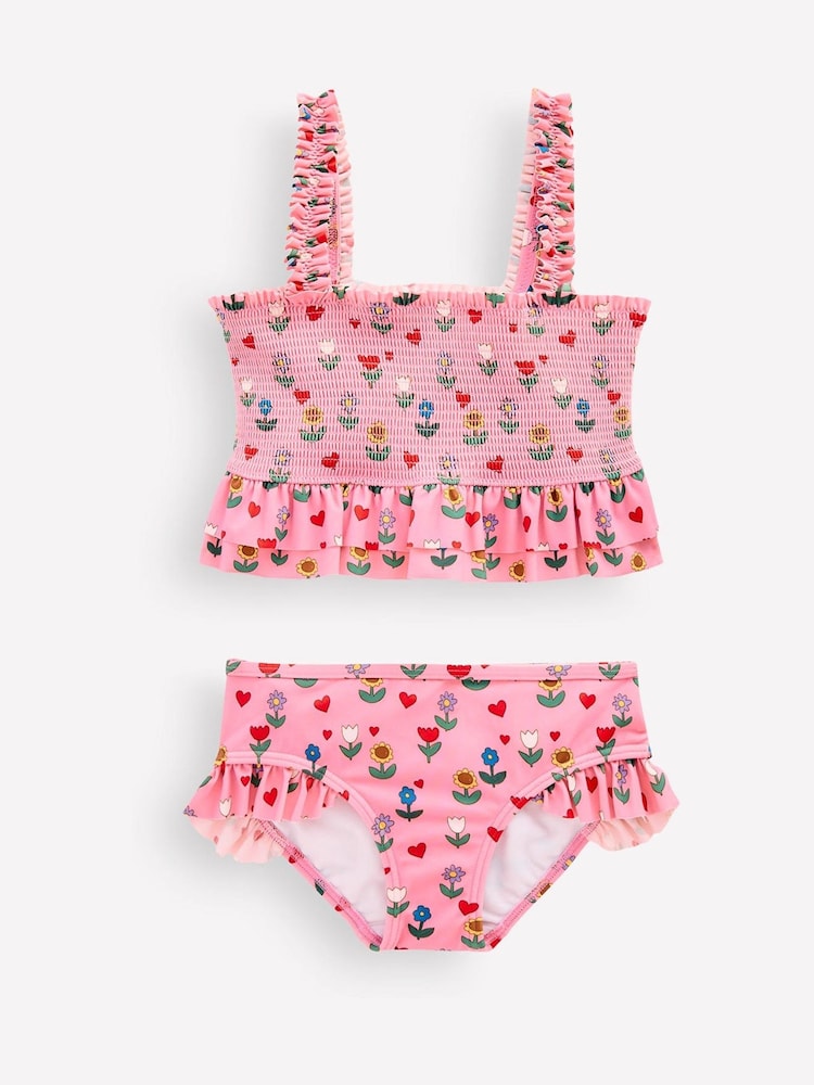 Boden Pink Peplum Smocked Bikini - Image 2 of 4