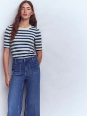 Boden Blue Emilia Cotton Crew Neck T-Shirt - Image 1 of 6