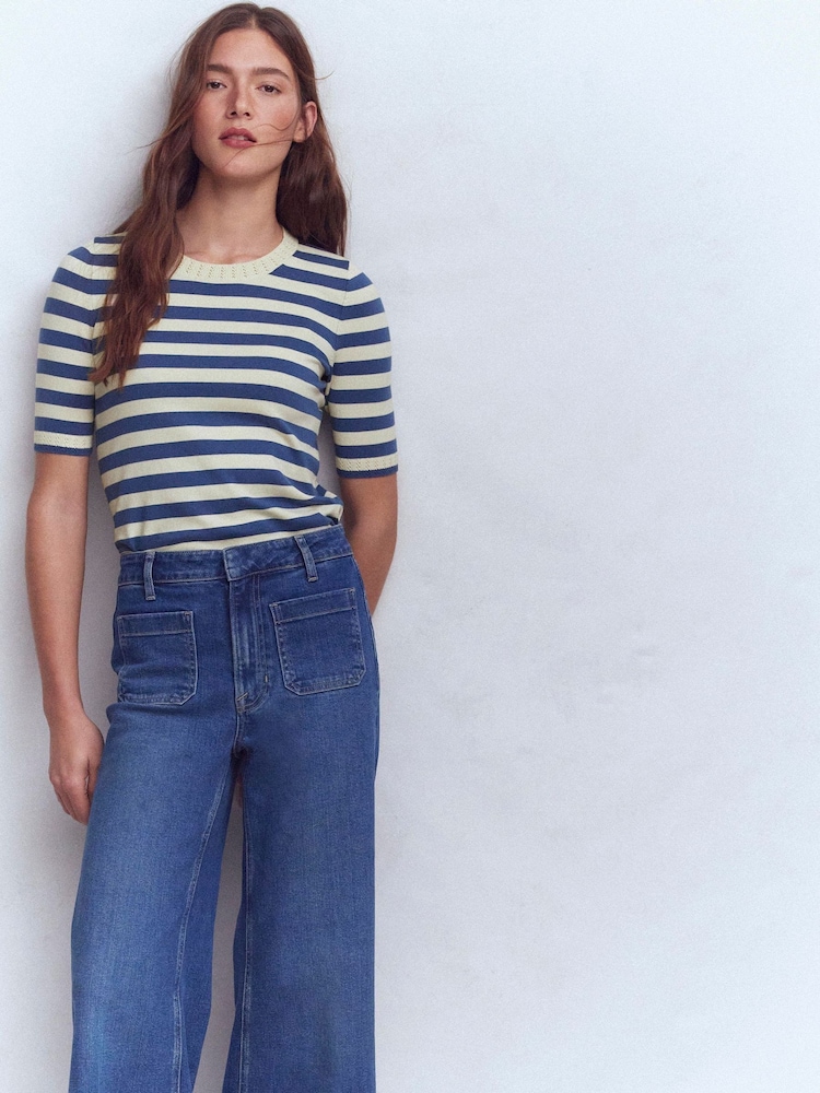 Boden Blue Emilia Cotton Crew Neck T-Shirt - Image 1 of 6