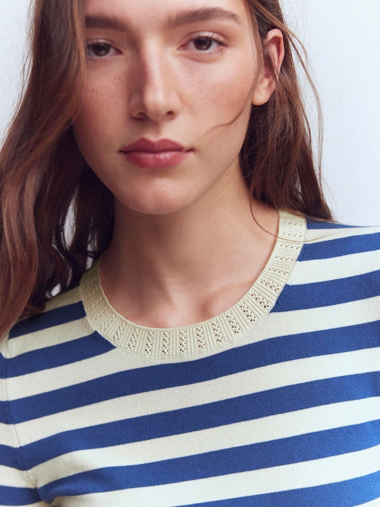 Boden Blue Emilia Cotton Crew Neck T-Shirt - Image 2 of 6