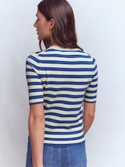Boden Blue Emilia Cotton Crew Neck T-Shirt - Image 3 of 6