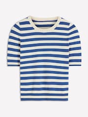 Boden Blue Emilia Cotton Crew Neck T-Shirt - Image 6 of 6