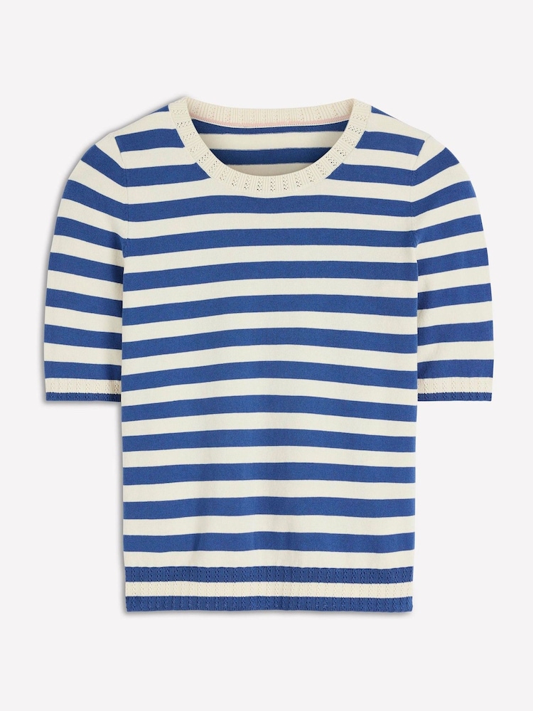 Boden Blue Emilia Cotton Crew Neck T-Shirt - Image 6 of 6