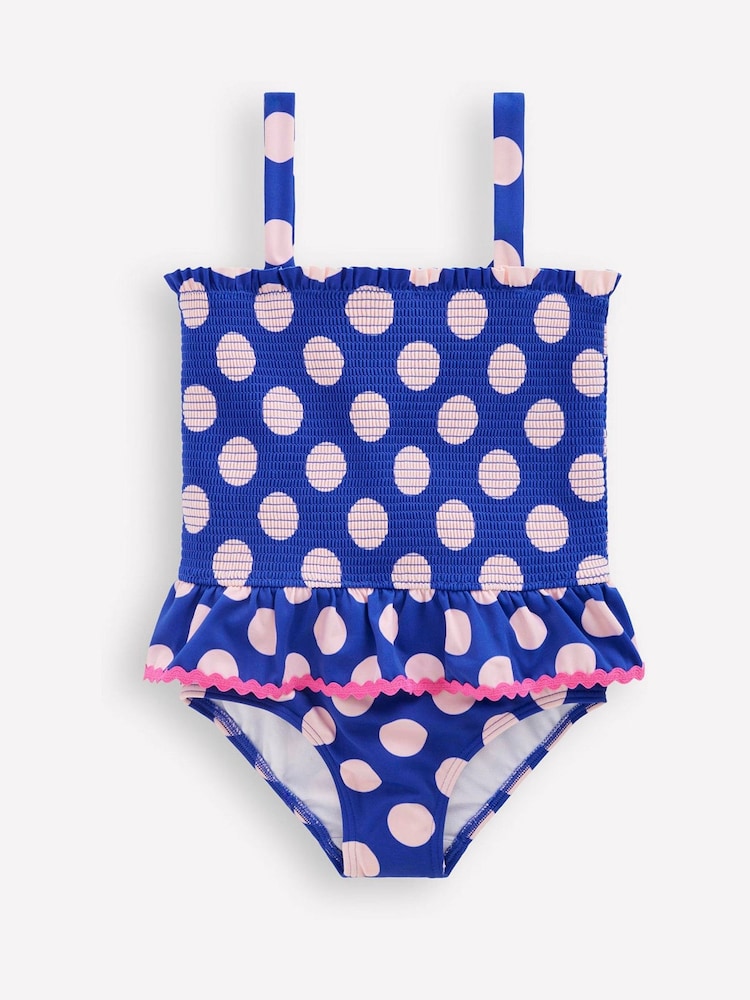 Boden Blue Peplum Smocked Swimsuit - Image 1 of 3 Boden Blue Peplum Smocked Swimsuit - Image 1 of 3