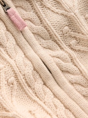 Boden Cream Collared Cable Zip-Up Cardigan - Image 6 of 6