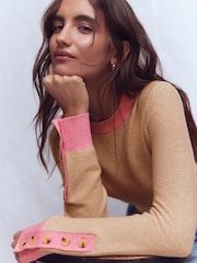 Boden Brown Grace Colour Block Jumper - Image 1 of 6