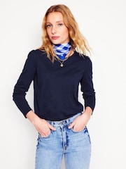 Boden Blue Cotton Crew Long Sleeve Top - Image 5 of 6