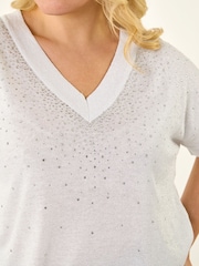 Roman Curve Shimmer Sparkly Knit Top - Image 6 of 6