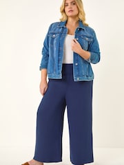 Roman Blue Curve Shirred Wide Leg Trousers - Image 2 of 5
