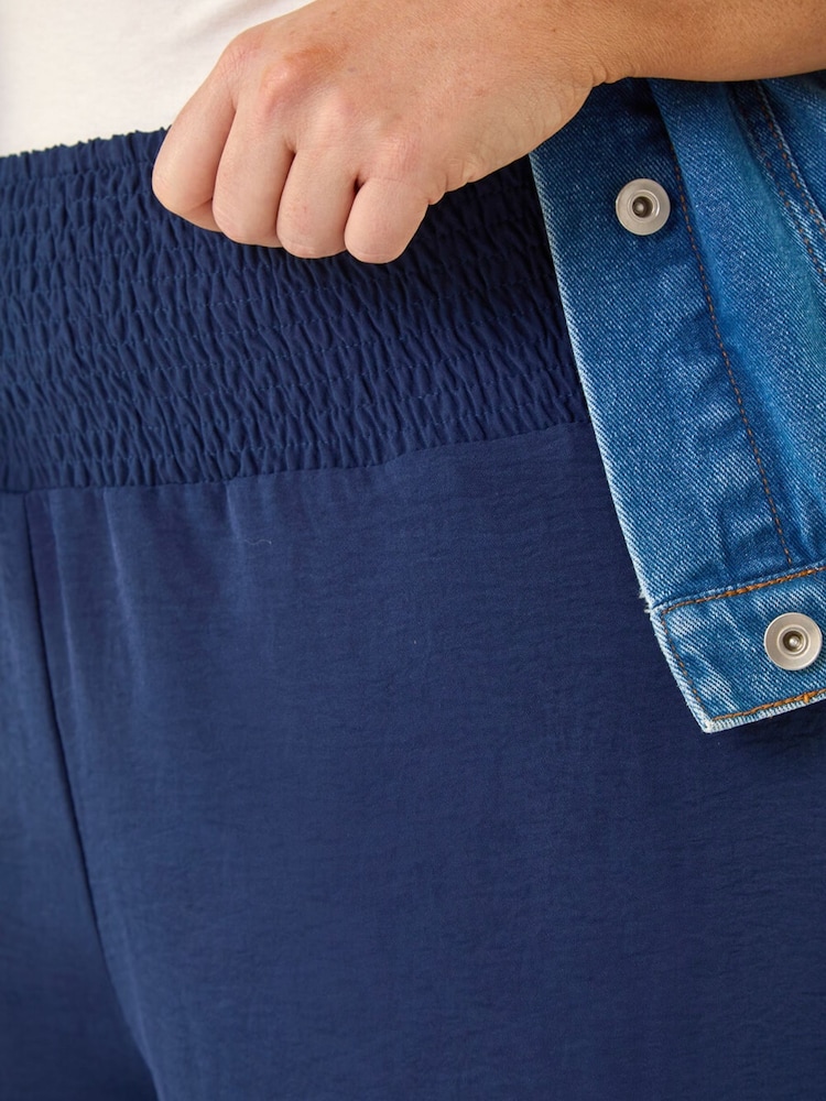 Roman Blue Curve Shirred Wide Leg Trousers - Image 5 of 5
