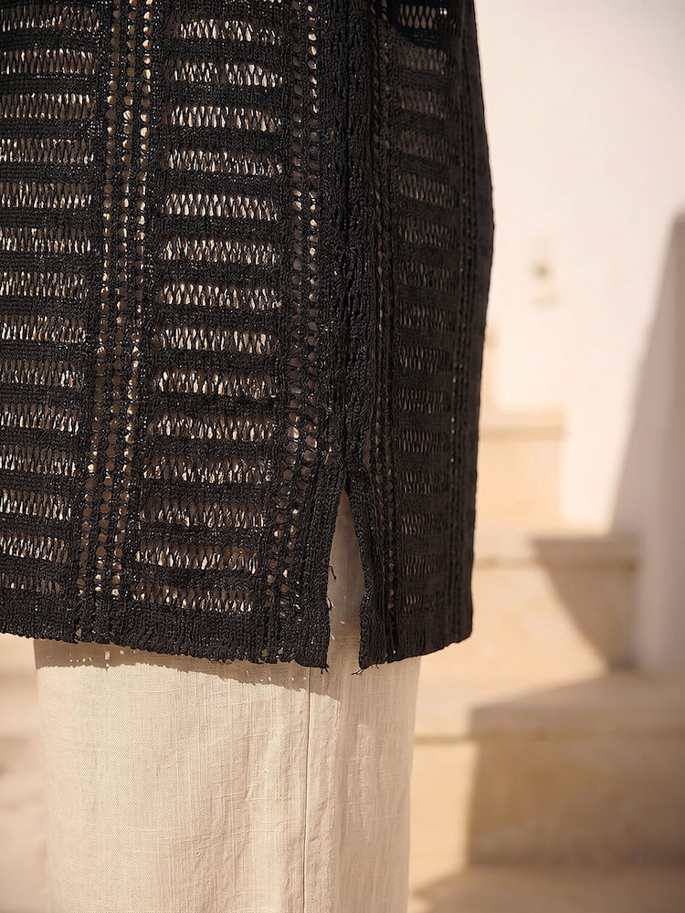 Negro - Cárdigan de punto abierto Roman Curve - Imagen 4 de 4