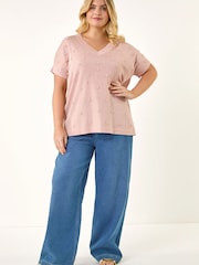 Roman Pink Curve Faux Pearl Embellished Top - Image 2 of 5