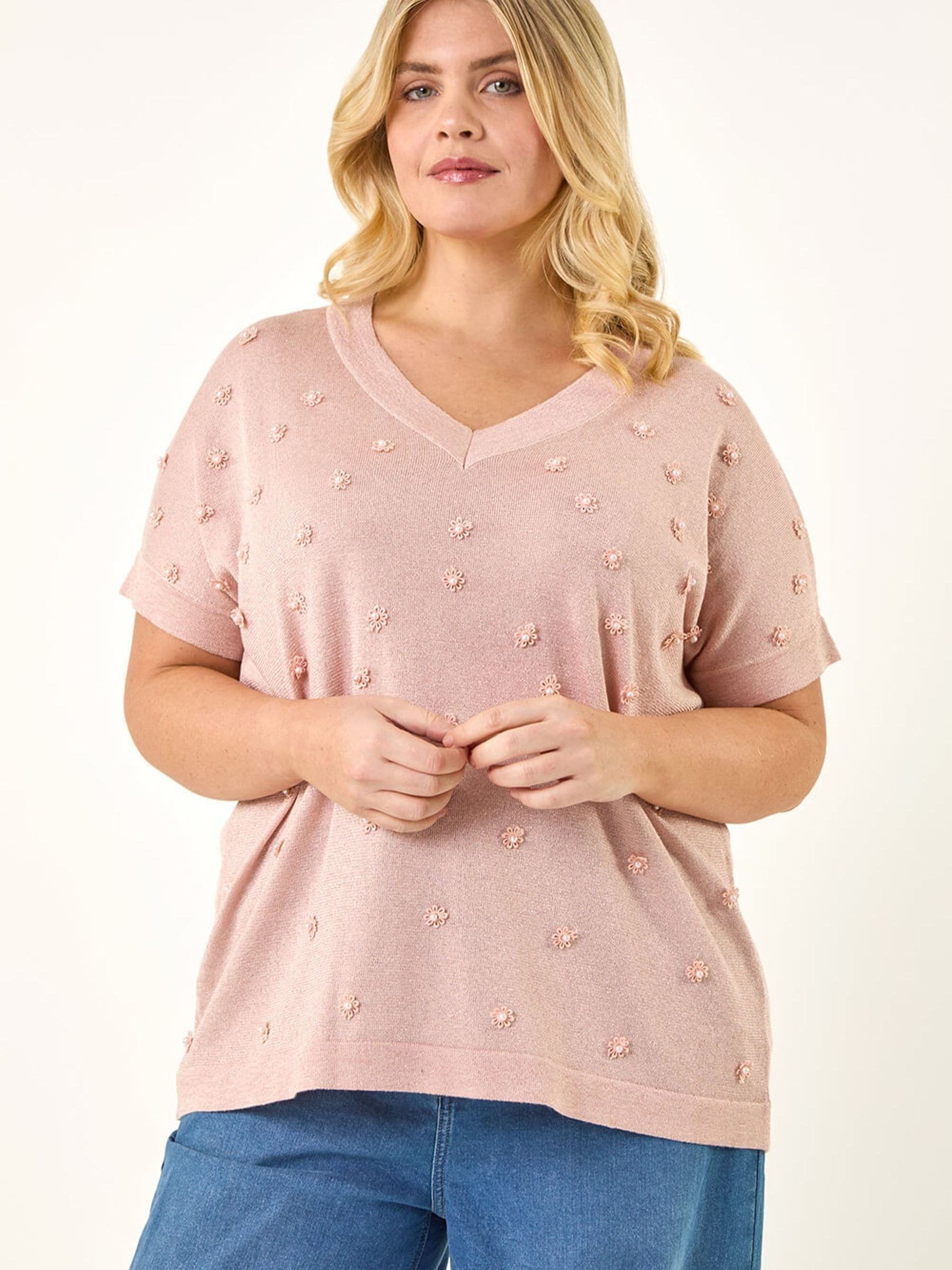 Buy Roman Pink Curve Faux Pearl Embellished Top from Next India