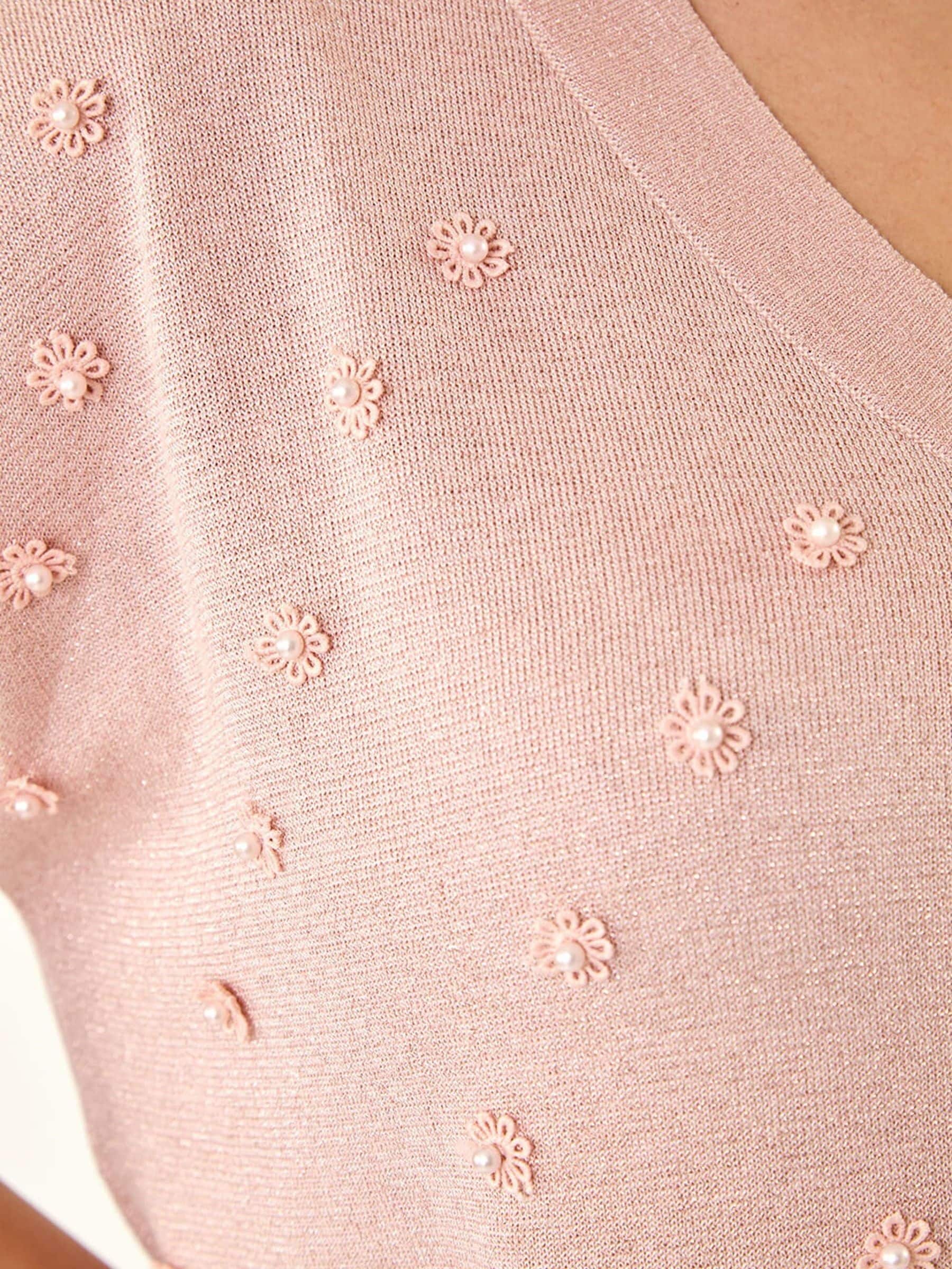 Buy Roman Pink Curve Faux Pearl Embellished Top from Next India