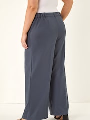 Roman Grey Curve Tailored Wide Leg Stretch Trousers - Image 3 of 5