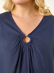 Roman Blue Curve Ring Front Oversized Top - Image 5 of 5
