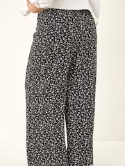 Roman Black Curve Textured Print Wide Leg Trousers - Image 3 of 5